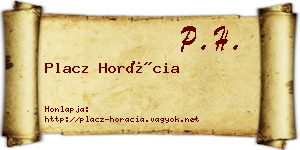 Placz Horácia névjegykártya